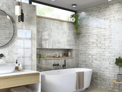 Фото плитки под кирпич в ванной: скачать бесплатно в формате PNG