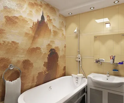 Вдохновляющие фото ванных комнат с использованием плитки пвх на стенах