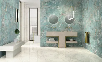 Фото плитки в ванной комнате в современном стиле с глянцевой отделкой