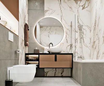 Фото плитки в ванной комнате в современном стиле с минималистичным дизайном