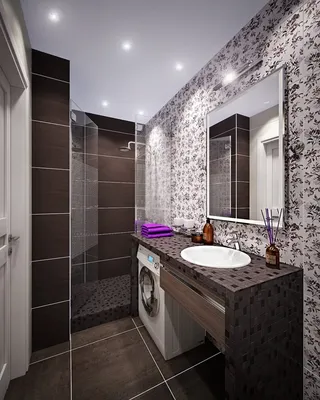 Уютная ванная комната с современной плиткой