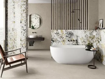 Трендовый дизайн ванной комнаты с плиткой мозаикой