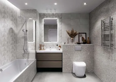 **Идеи дизайна ванной комнаты: фотографии с разнообразной плиткой**