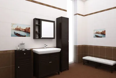 Дизайнерские ванные комнаты с плиткой венге: фото