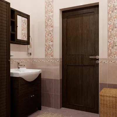 4K фотография ванной комнаты с плиткой венге