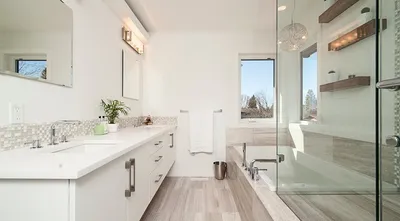 Подвесные потолки в ванной комнате: фото с использованием геометрических узоров