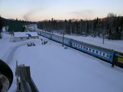 Фото зимнего поезда: Очарование снегопада