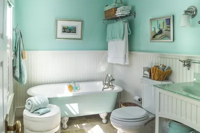 Фото ванной комнаты с различными цветами стен