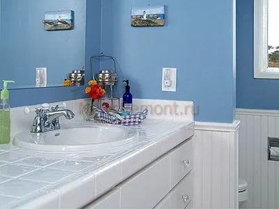 Современный дизайн ванной комнаты: фото с покрашенными стенами