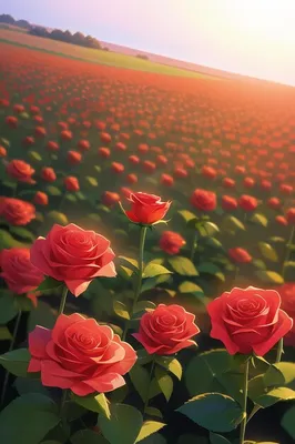 Уникальное фото поля роз с вариантами загрузки