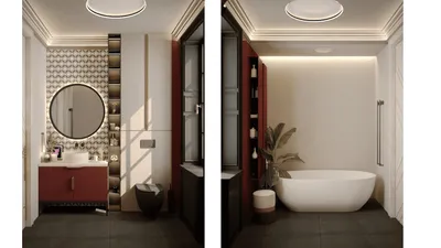 Фотографии интерьера: потолочные светильники в ванной