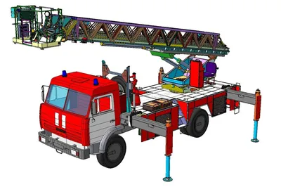 Изумительное изображение пожарной машины с лестницей