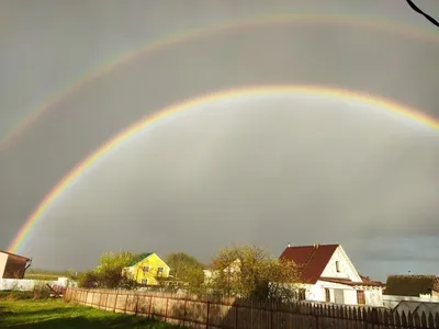 Очарование после дождя: красочная радуга