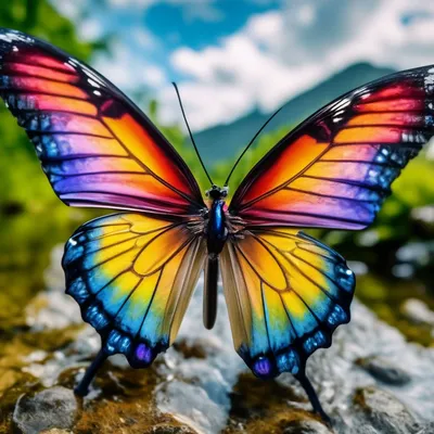 Радужная бабочка на фото в формате JPG