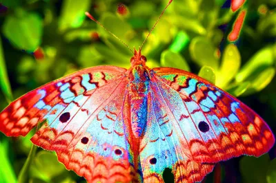 Красивая фотография радужной бабочки для рабочего стола
