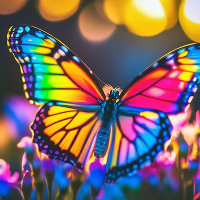 Фотография радужной бабочки для использования на веб-странице с выбором размера