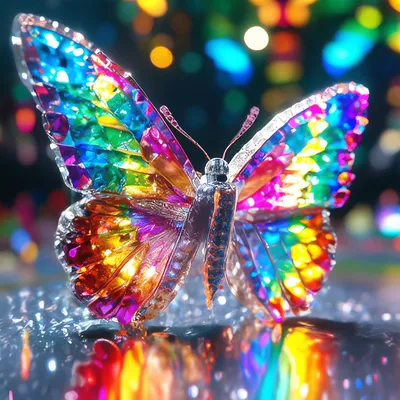 Фотография радужной бабочки с возможностью выбора размера
