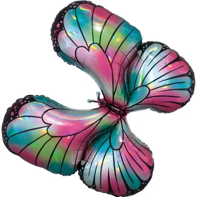 Картинка радужной бабочки на скачивание в формате PNG с различными размерами для использования в печати
