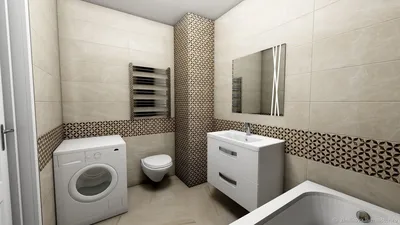 Идеи для дизайна ванной комнаты с использованием разных размеров плитки