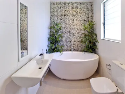Идеи для раскладки плитки в ванной с использованием геометрических узоров