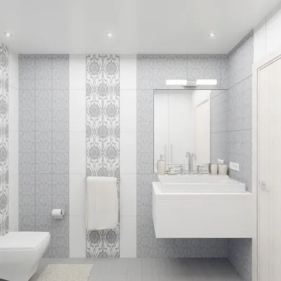 Фото примеры раскладки плитки в ванной с использованием разных размеров плиток
