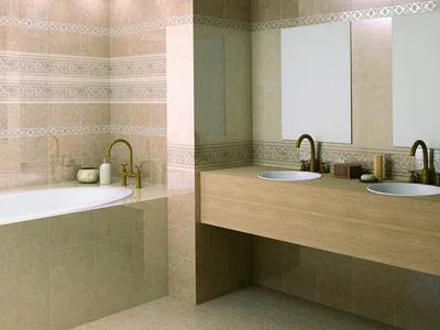 Фото примеры раскладки плитки в ванной с использованием разных текстур