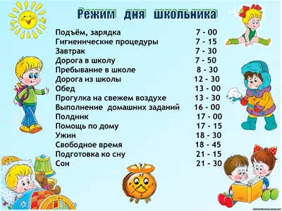 Скачать бесплатно: Распорядок дня школьника 1 класса в хорошем качестве