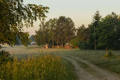 Очарование рассвета: Фотография утреннего неба над загородным пейзажем