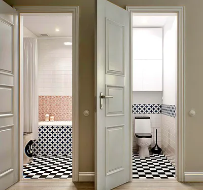 Фото раздвижных дверей в ванную комнату: классический дизайн