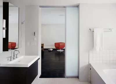 Фотоинспирация: раздвижные двери в ванную комнату