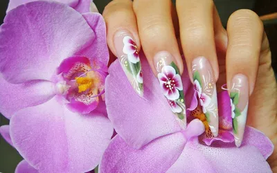 Красивая фотография с розовым рисунком на ногтях: jpg