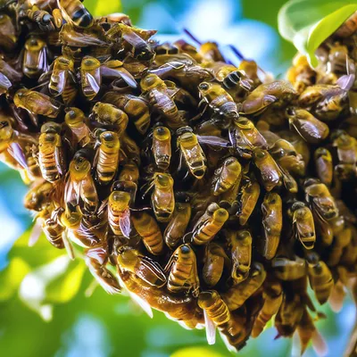Фото роя пчел в формате PNG для скачивания