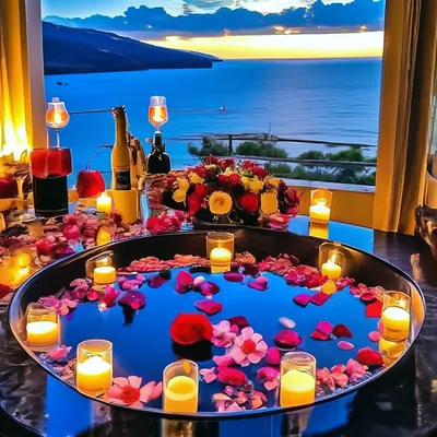 Изображения романтической ванны с цветочным декором