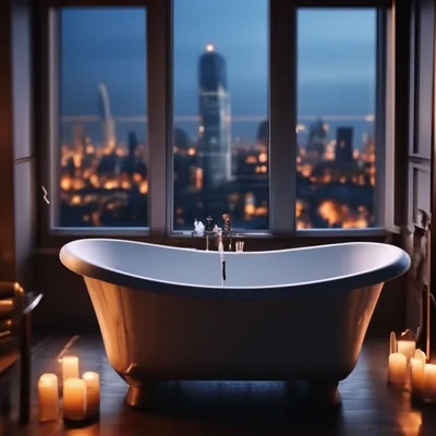 Романтическая ванна с прекрасным видом на закат