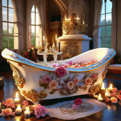 4K фотографии романтической ванны