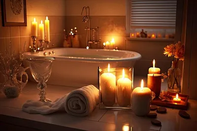 Ванная комната: идеи для романтического вечера на фото