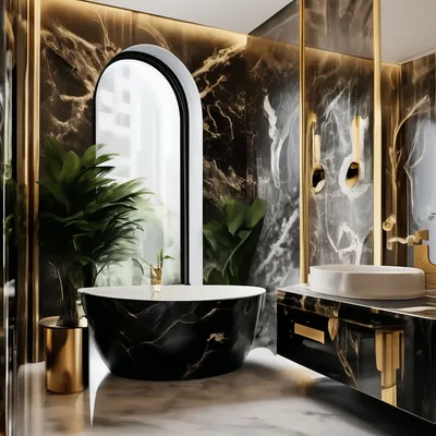 Фотографии роскошной ванной комнаты с современным дизайном