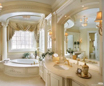 Фото роскошной ванной комнаты с роскошными отделками