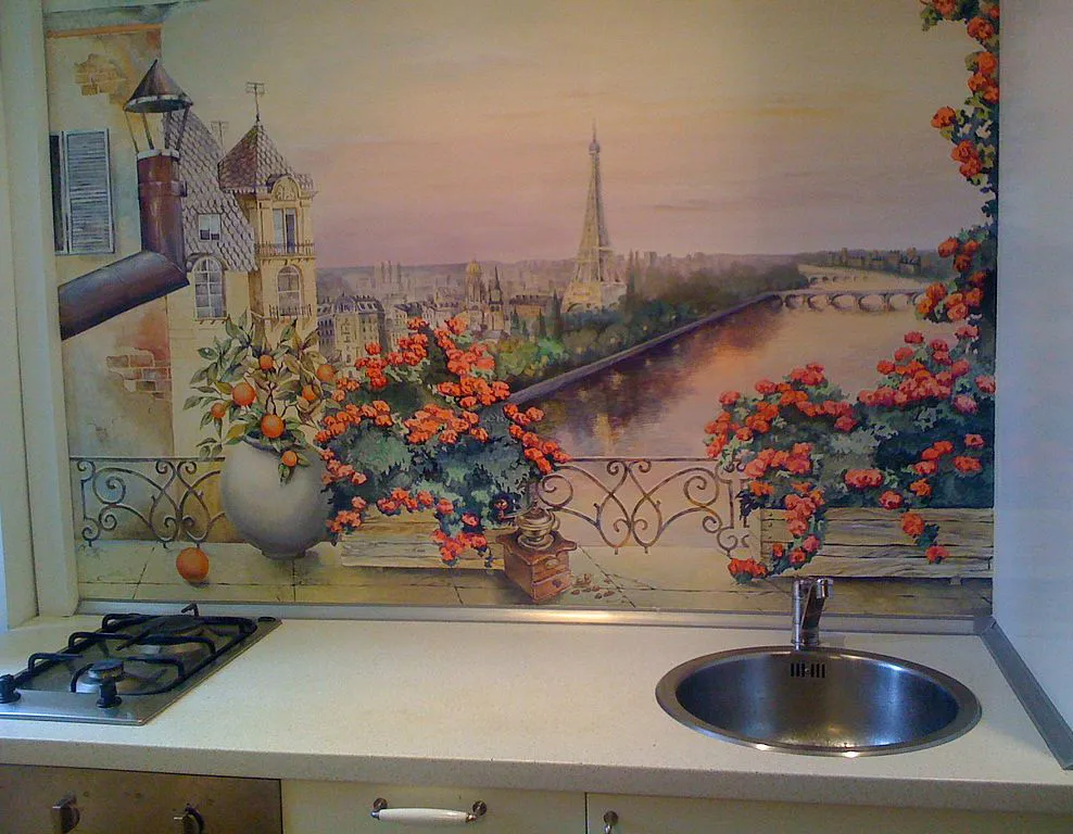Роспись стен на кухне (61 фото)