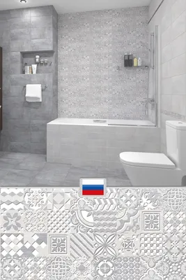 Фото ванной комнаты с разнообразными размерами керамической плитки