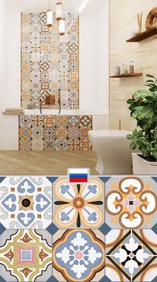 Фото ванной комнаты с Российской керамической плиткой