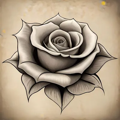 Французская роза нарисованная карандашом в формате png