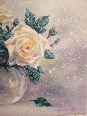 Фотка розы, покрытой снежной шапкой