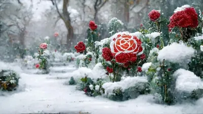 Фотография розы в зимнем покрове в формате jpg