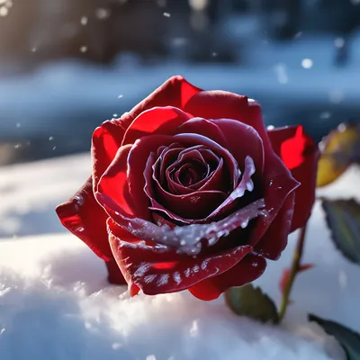 Изображение розы, обрамленной снежным покрывалом, в формате png