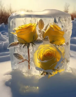 Изображение розы во льду в высоком разрешении для использования в веб-дизайне - доступен выбор размера картинки