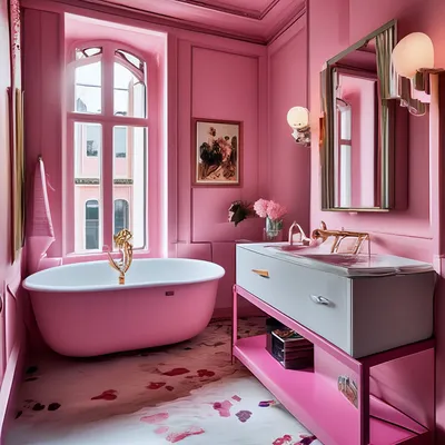 Розовая ванная: романтика и элегантность в одном фото