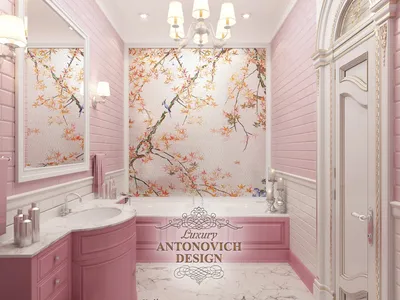 Изображения в розовой ванной