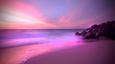 Розовый закат на море  фото