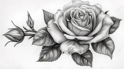 Картинка розы в черно-белом стиле для скачивания